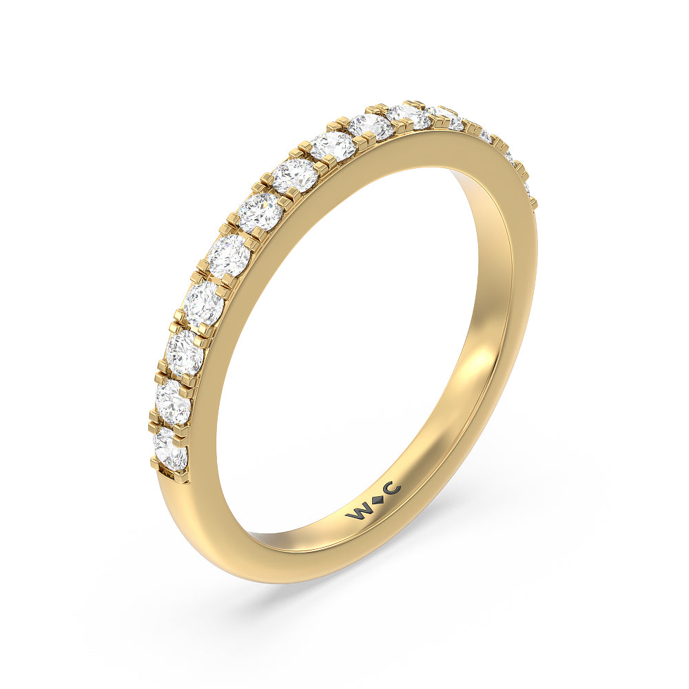 Medi Classic Six Prong Solitaire Diamond Wedding Band with 18KT Yellow Gold Cut Diamond in 14KT Yellow Gold view 4
