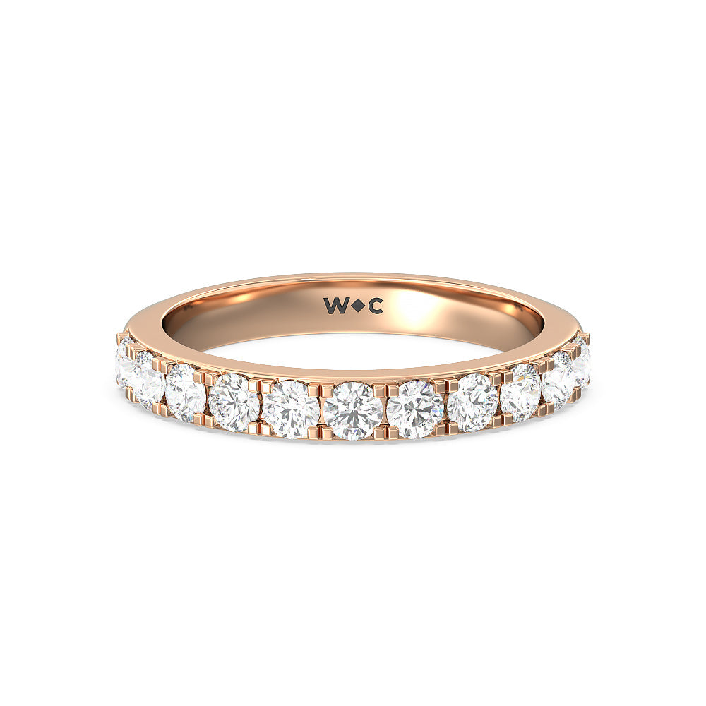 Maxi Classic Six Prong Solitaire Diamond Wedding Band with 18KT Rose Gold Cut Diamond in 14KT Rose Gold view 1
