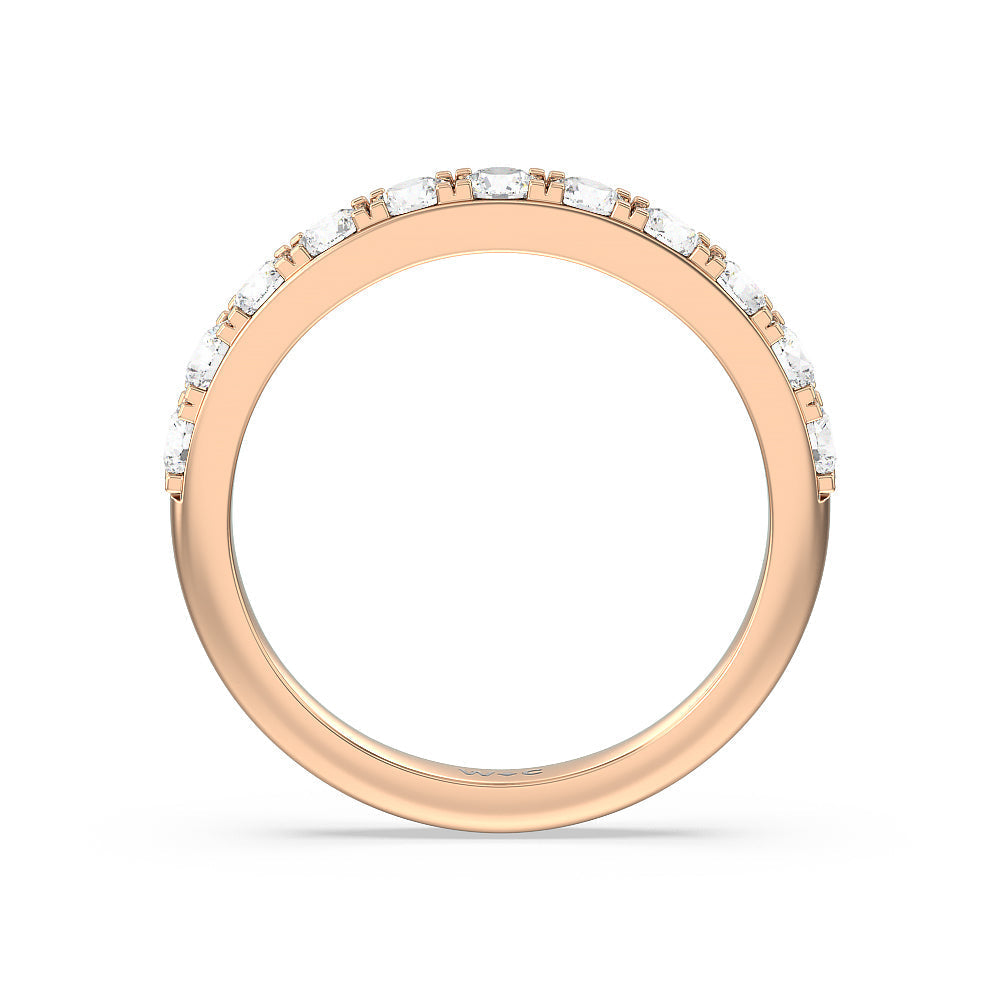 Maxi Classic Six Prong Solitaire Diamond Wedding Band with 18KT Rose Gold Cut Diamond in 14KT Rose Gold view 2
