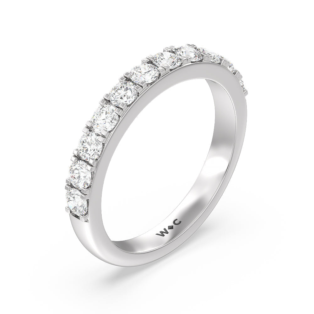 Maxi Classic Six Prong Solitaire Diamond Wedding Band with Platinum Cut Diamond in 14KT Platinum view 4

