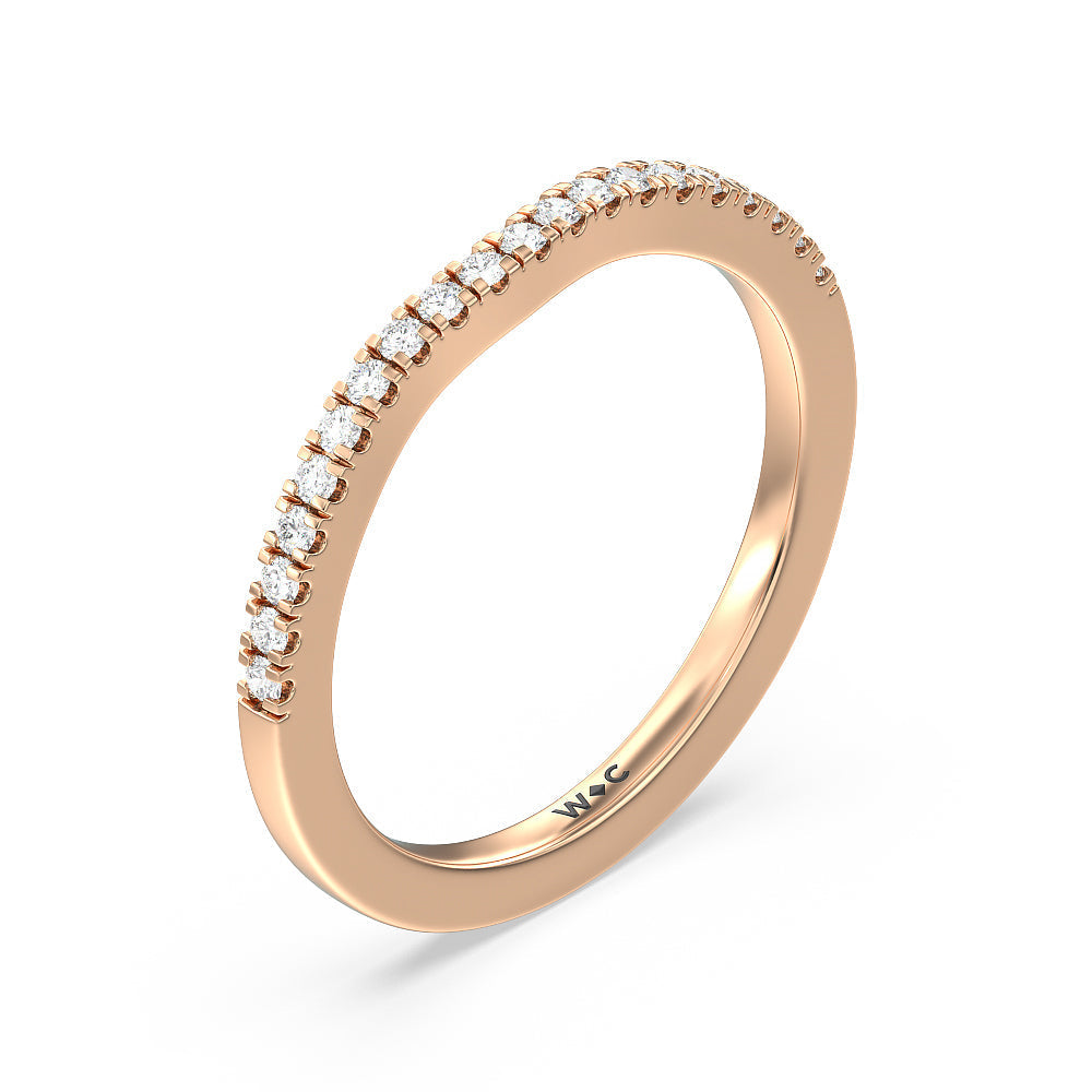 Medi Sleek Cathedral Solitaire Diamond Wedding Band with 18KT Rose Gold Cut Diamond in 14KT Rose Gold view 4
