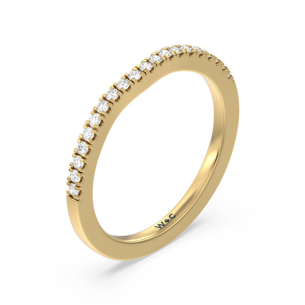 Medi Sleek Cathedral Solitaire Diamond Wedding Band with 18KT Yellow Gold Cut Diamond in 14KT Yellow Gold view 4
