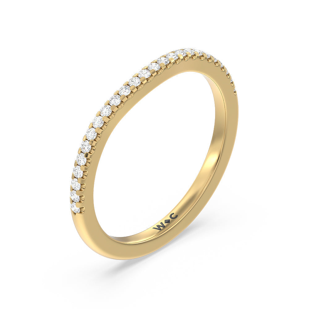 Vela Traditional Pave Diamond Wedding Band with 18KT Yellow Gold Cut Diamond in 14KT Yellow Gold view 4
