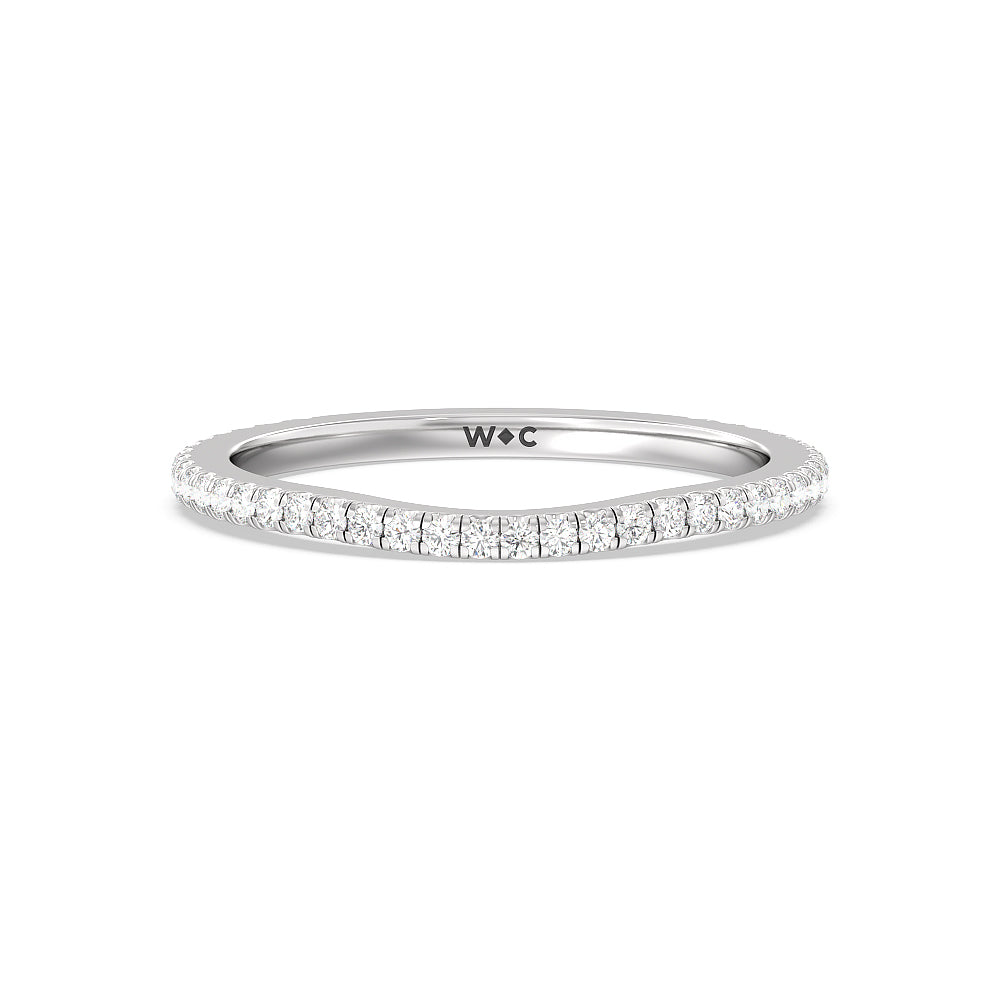 Ara Traditional Pave Diamond Wedding Band with Platinum Cut Diamond in 14KT Platinum view 1

