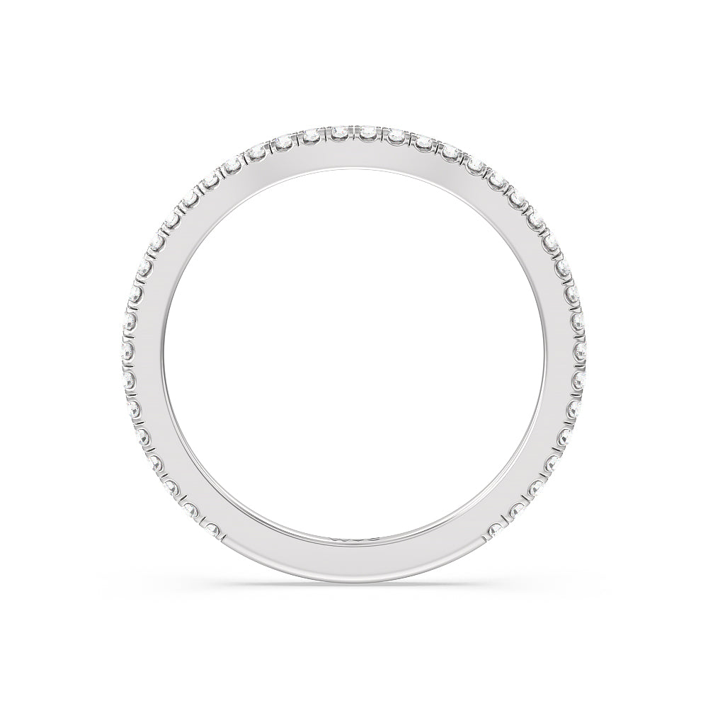 Ara Traditional Pave Diamond Wedding Band with Platinum Cut Diamond in 14KT Platinum view 2

