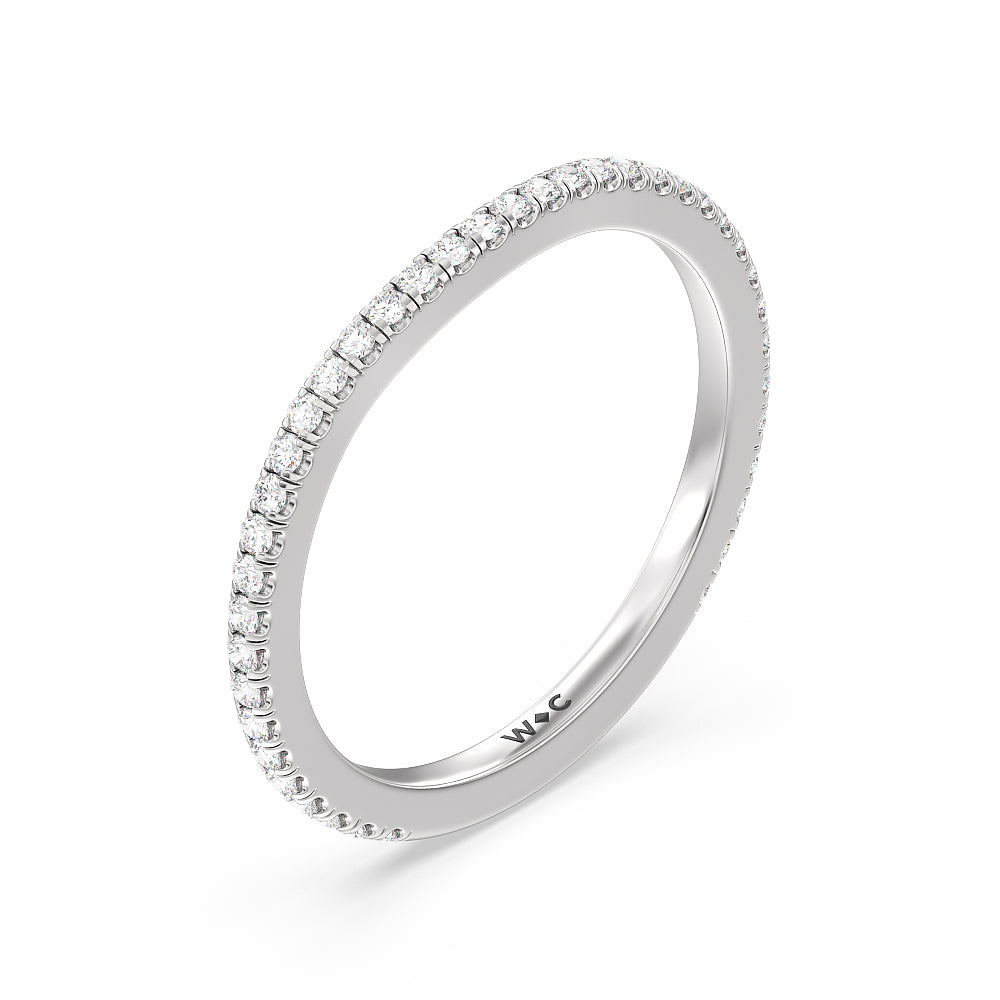 Ara Traditional Pave Diamond Wedding Band with Platinum Cut Diamond in 14KT Platinum view 4
