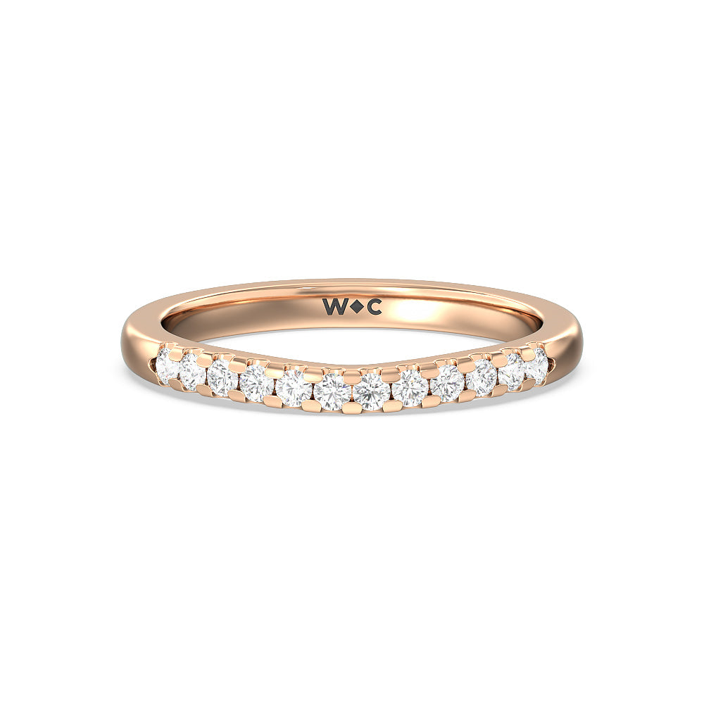 Lyra Medi Traditional Pave Diamond Wedding Band with 18KT Rose Gold Cut Diamond in 14KT Rose Gold view 1
