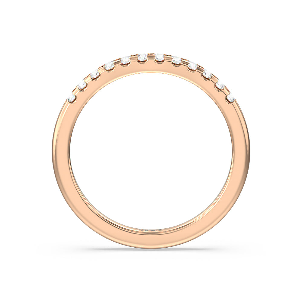 Lyra Medi Traditional Pave Diamond Wedding Band with 18KT Rose Gold Cut Diamond in 14KT Rose Gold view 2
