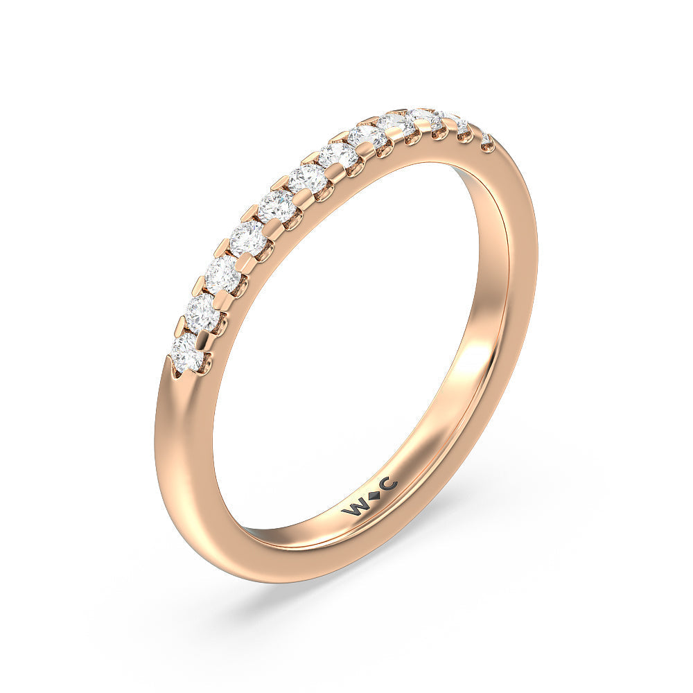 Lyra Medi Traditional Pave Diamond Wedding Band with 18KT Rose Gold Cut Diamond in 14KT Rose Gold view 4
