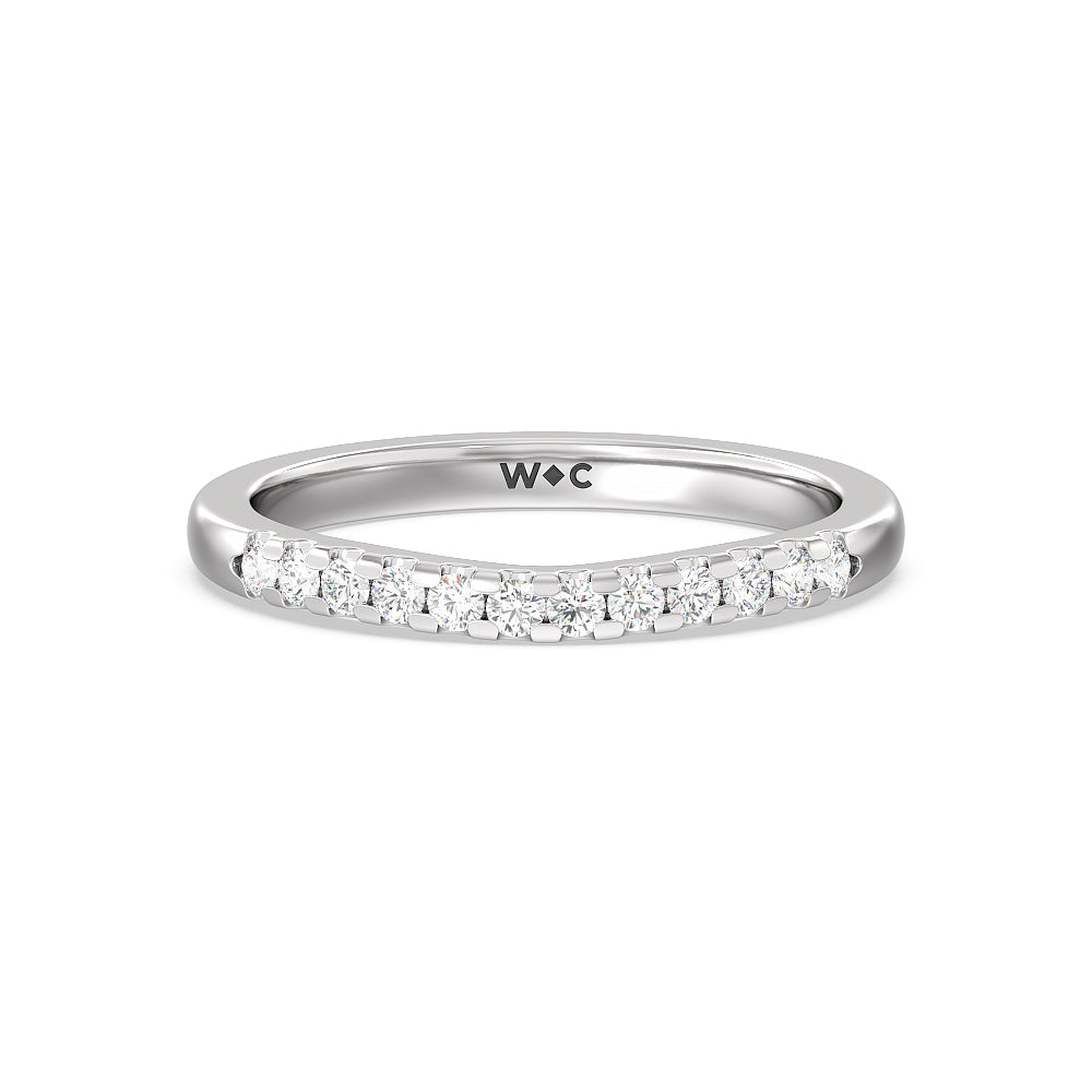Lyra Medi Traditional Pave Diamond Wedding Band with Platinum Cut Diamond in 14KT Platinum view 1
