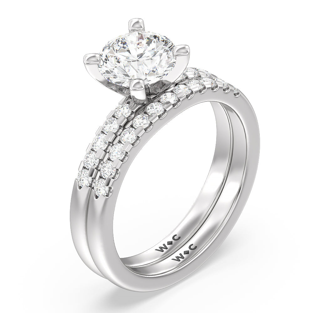 Lyra Medi Traditional Pave Diamond Wedding Band with Platinum Cut Diamond in 14KT Platinum view 3
