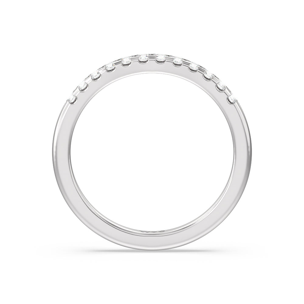 Lyra Medi Traditional Pave Diamond Wedding Band with Platinum Cut Diamond in 14KT Platinum view 2
