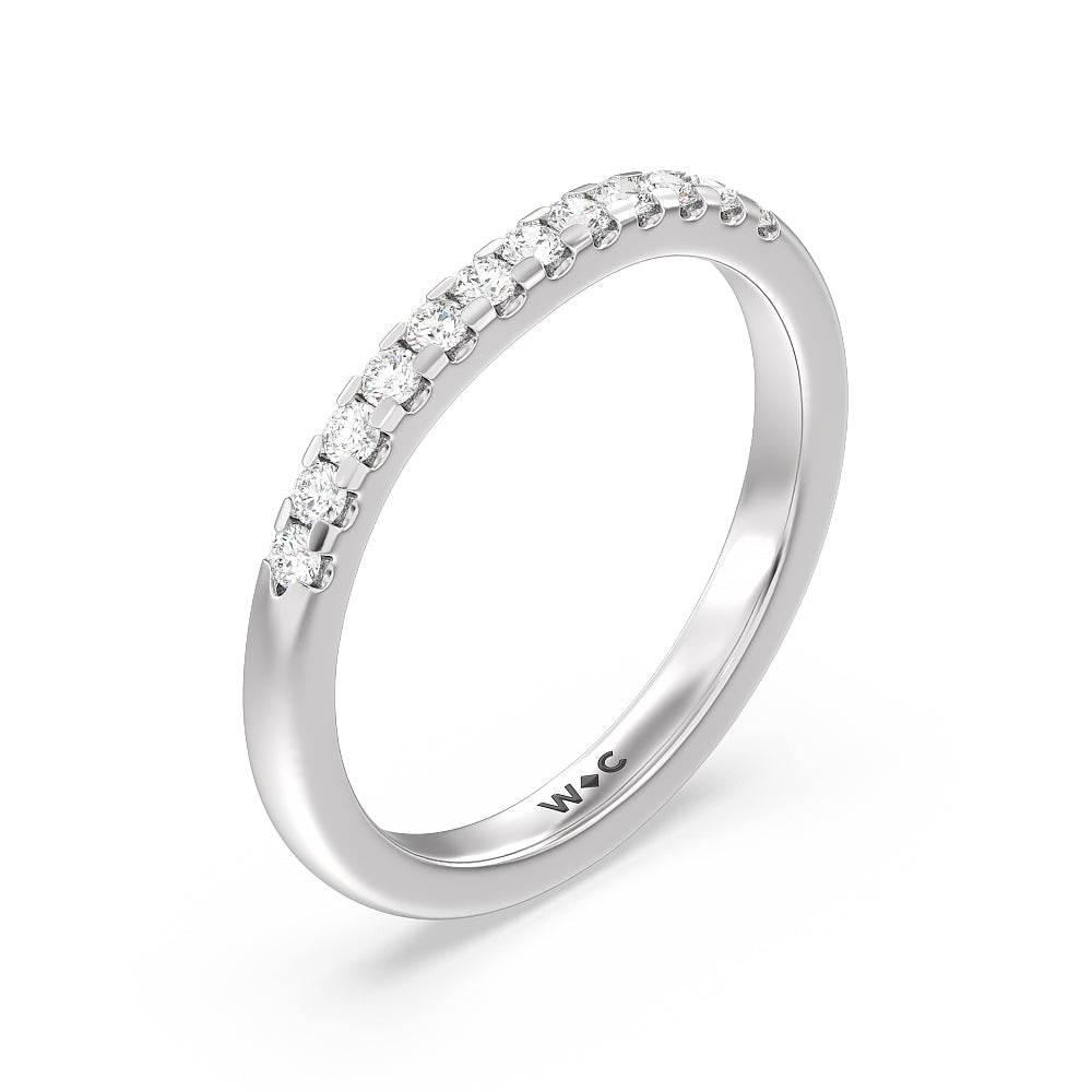 Lyra Medi Traditional Pave Diamond Wedding Band with Platinum Cut Diamond in 14KT Platinum view 4
