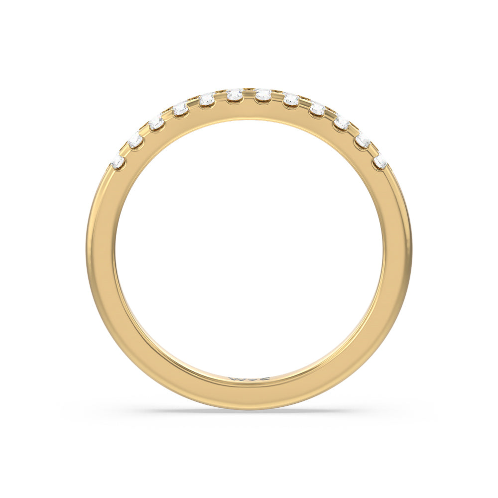 Lyra Medi Traditional Pave Diamond Wedding Band with 18KT Yellow Gold Cut Diamond in 14KT Yellow Gold view 2
