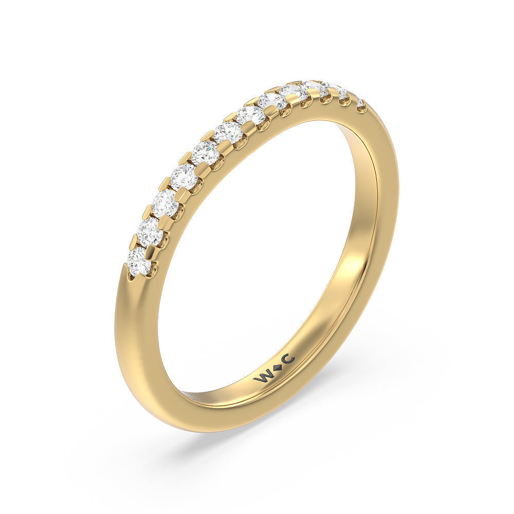 Lyra Medi Traditional Pave Diamond Wedding Band with 18KT Yellow Gold Cut Diamond in 14KT Yellow Gold view 4
