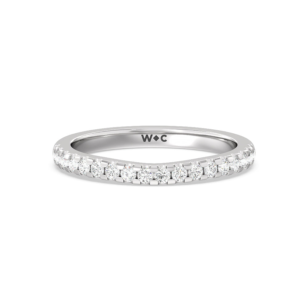 Vela Medi Traditional Pave Diamond Wedding Band with Platinum Cut Diamond in 14KT Platinum view 1
