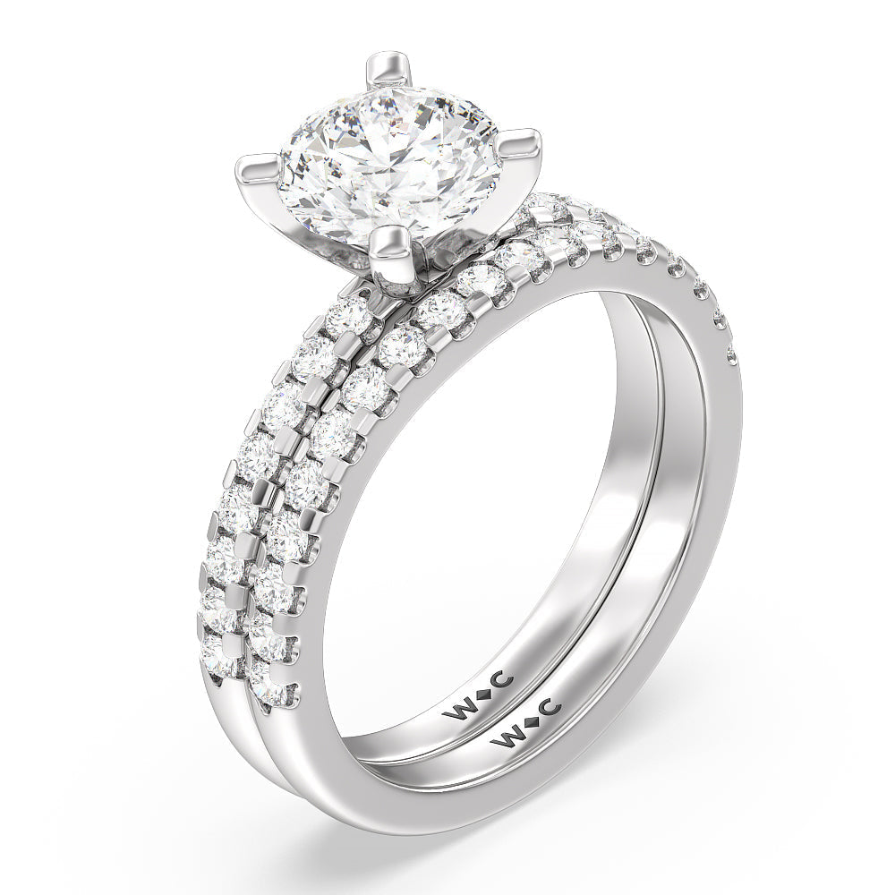 Vela Medi Traditional Pave Diamond Wedding Band with Platinum Cut Diamond in 14KT Platinum view 3
