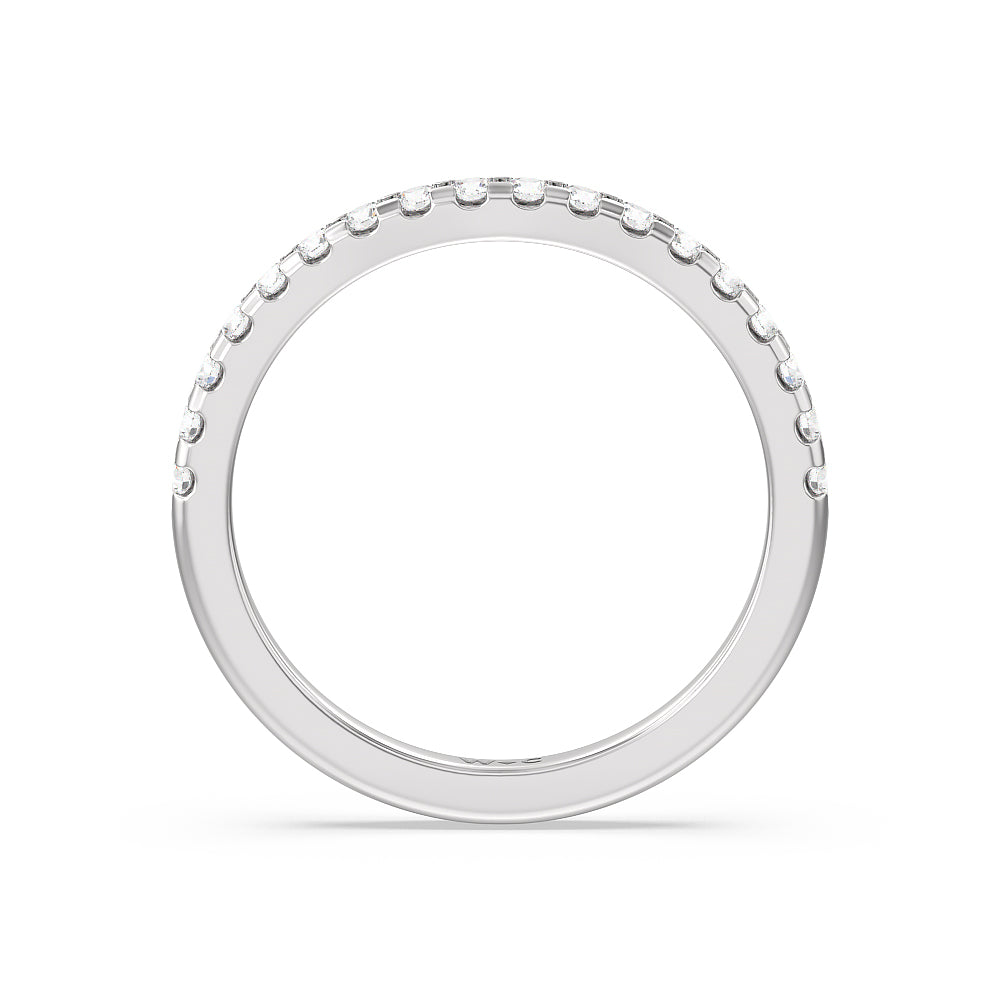 Vela Medi Traditional Pave Diamond Wedding Band with Platinum Cut Diamond in 14KT Platinum view 2
