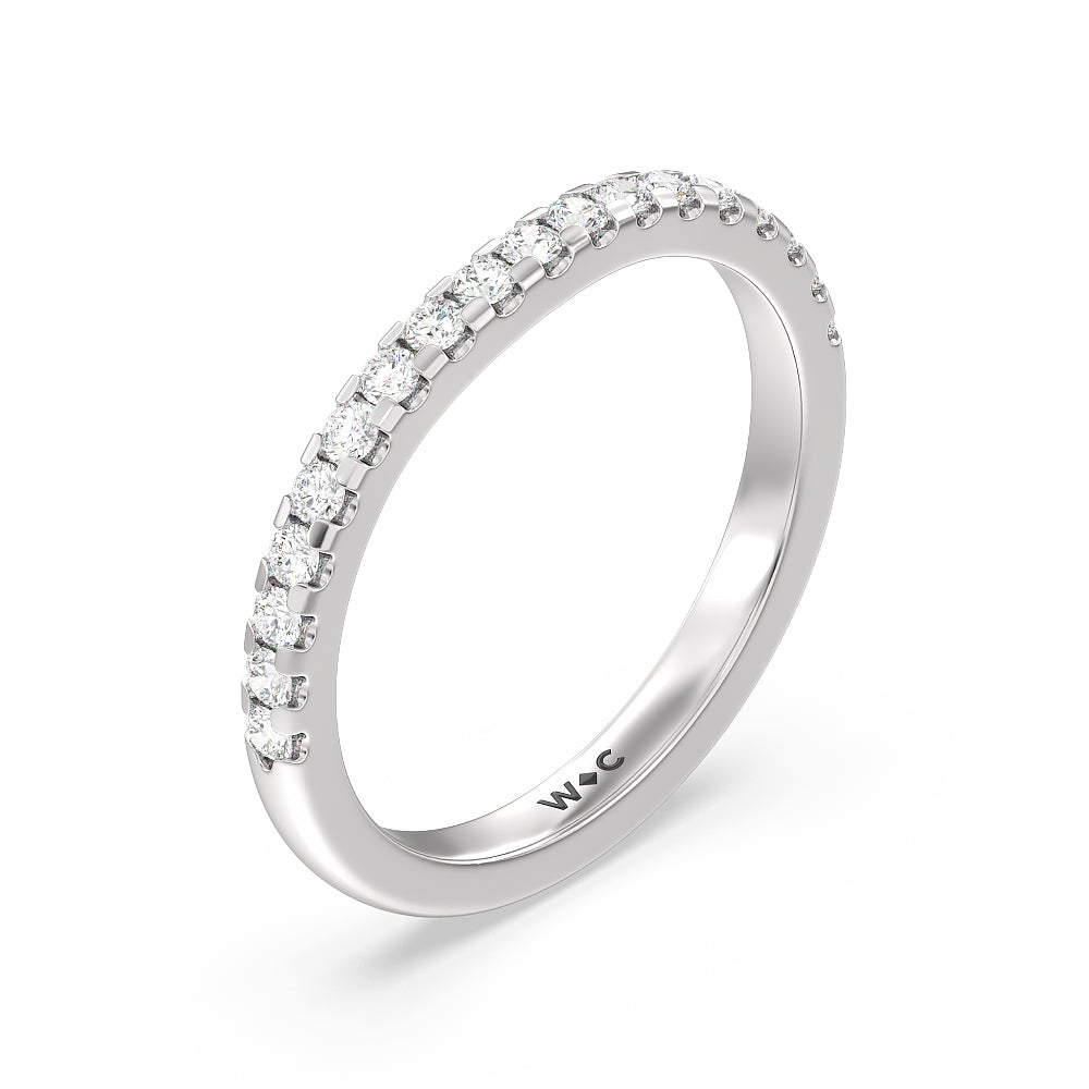Vela Medi Traditional Pave Diamond Wedding Band with Platinum Cut Diamond in 14KT Platinum view 4
