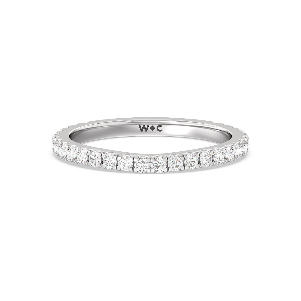 Ara Medi Traditional Pave Diamond Wedding Band with Platinum Cut Diamond in 14KT Platinum view 1
