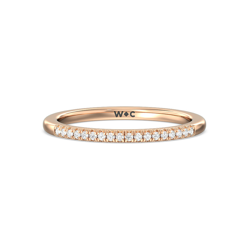 Lyra Petite French Set Diamond Wedding Band with 18KT Rose Gold Cut Diamond in 14KT Rose Gold view 1

