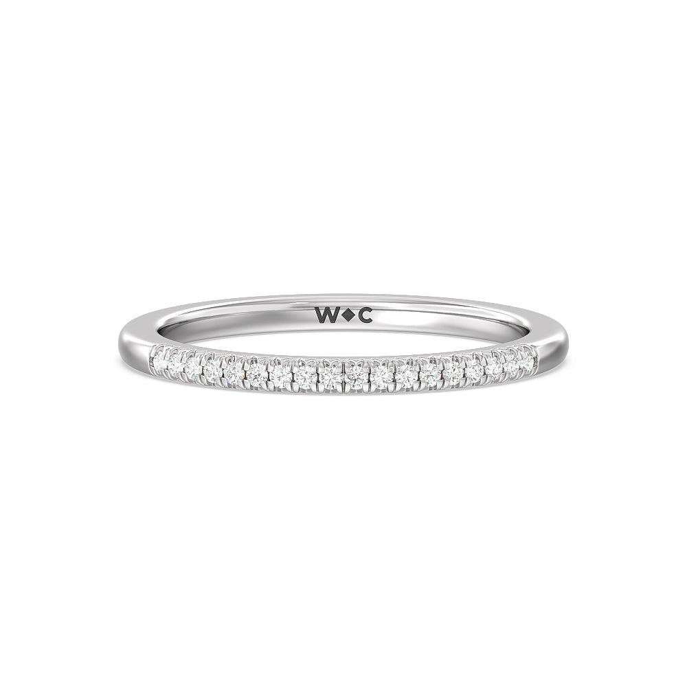Lyra Petite French Set Diamond Wedding Band with Platinum Cut Diamond in 14KT Platinum view 1
