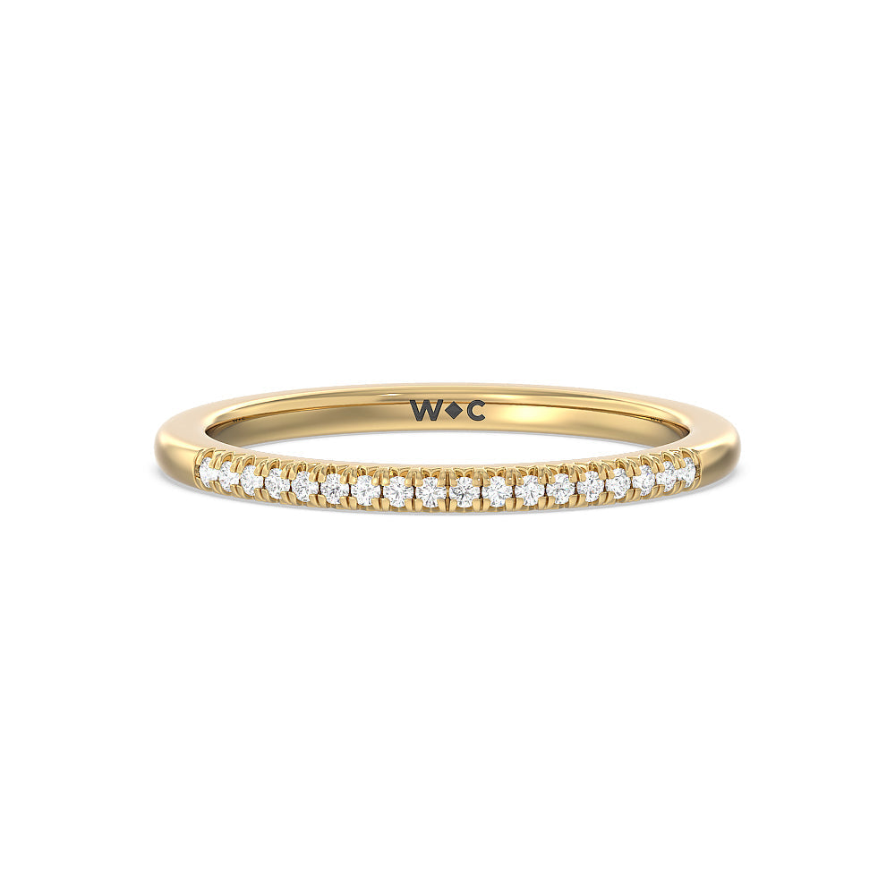 Lyra Petite French Set Diamond Wedding Band with 18KT Yellow Gold Cut Diamond in 14KT Yellow Gold view 1
