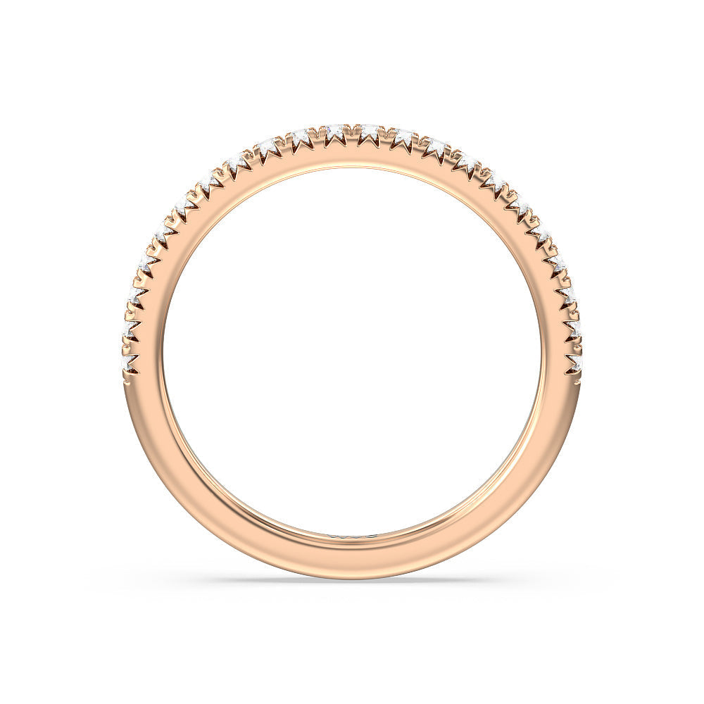 Vela Medi French Set Diamond Wedding Band with 18KT Rose Gold Cut Diamond in 14KT Rose Gold view 2
