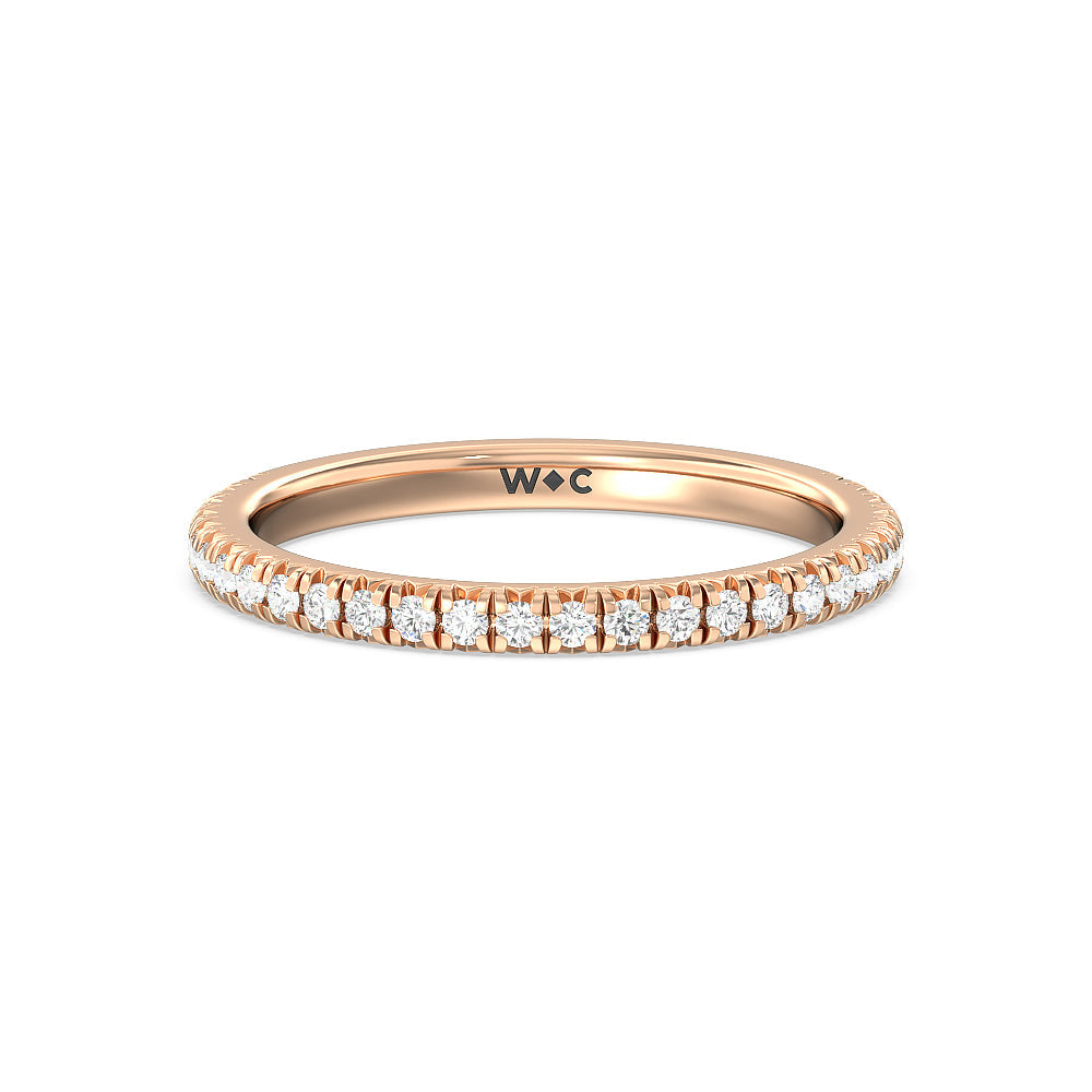 Orion Petite French Set Diamond Wedding Band with 18KT Rose Gold Cut Diamond in 14KT Rose Gold view 1
