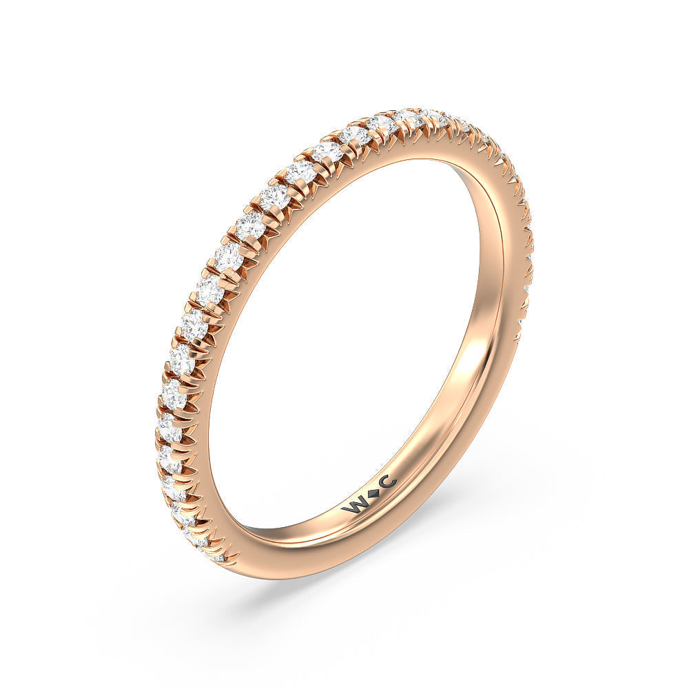 Orion Petite French Set Diamond Wedding Band with 18KT Rose Gold Cut Diamond in 14KT Rose Gold view 4
