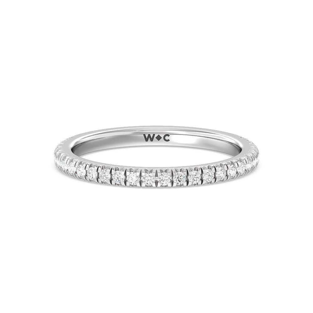 Orion Petite French Set Diamond Wedding Band with Platinum Cut Diamond in 14KT Platinum view 1
