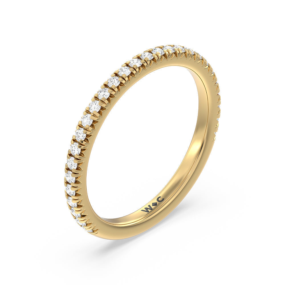 Orion Petite French Set Diamond Wedding Band with 18KT Yellow Gold Cut Diamond in 14KT Yellow Gold view 4
