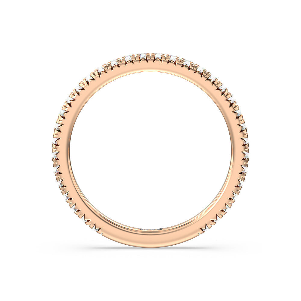 Ara Petite French Set Diamond Wedding Band with 18KT Rose Gold Cut Diamond in 14KT Rose Gold view 2

