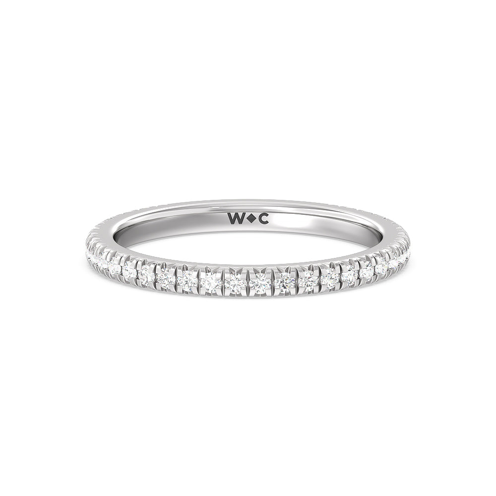 Baguette Halo Diamond Wedding Band with 18KT Rose Gold Cut Diamond in 14KT Rose Gold view 7
