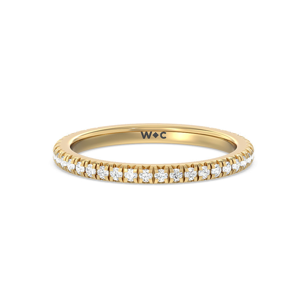 Ara Petite French Set Diamond Wedding Band with 18KT Yellow Gold Cut Diamond in 14KT Yellow Gold view 1
