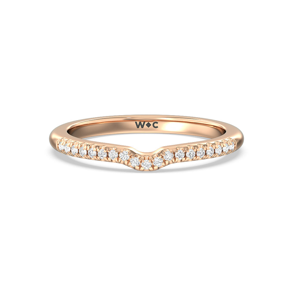 Lyra Fine Micro Pave Diamond Wedding Band with 18KT Rose Gold Cut Diamond in 14KT Rose Gold view 1
