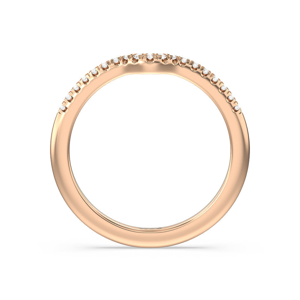 Lyra Fine Micro Pave Diamond Wedding Band with 18KT Rose Gold Cut Diamond in 14KT Rose Gold view 2
