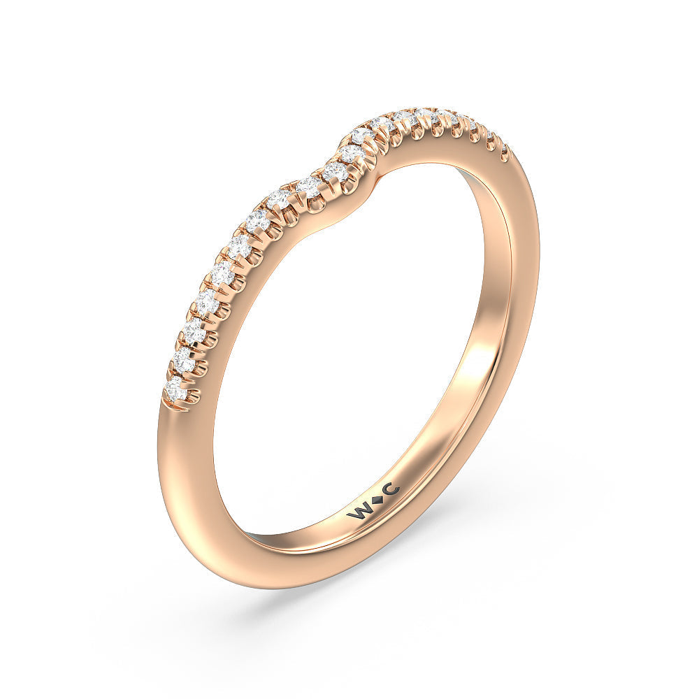 Lyra Fine Micro Pave Diamond Wedding Band with 18KT Rose Gold Cut Diamond in 14KT Rose Gold view 4
