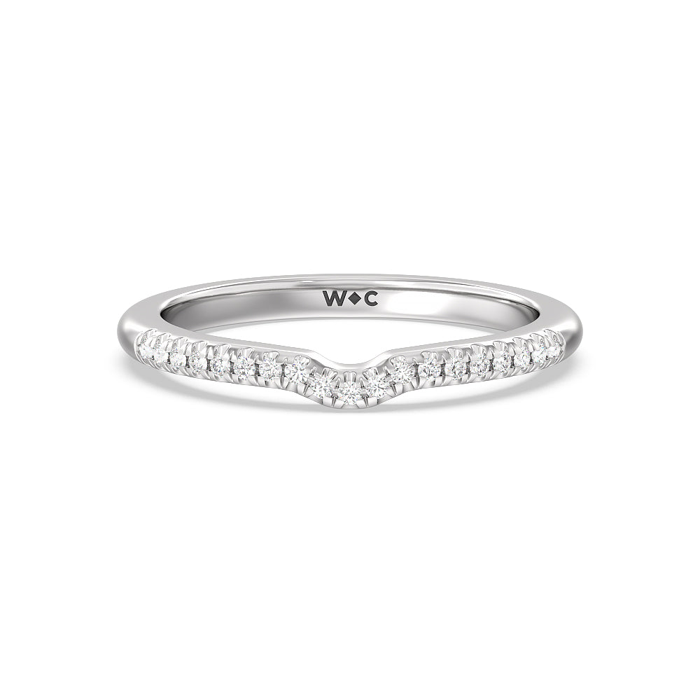 Lyra Fine Micro Pave Diamond Wedding Band with Platinum Cut Diamond in 14KT Platinum view 1
