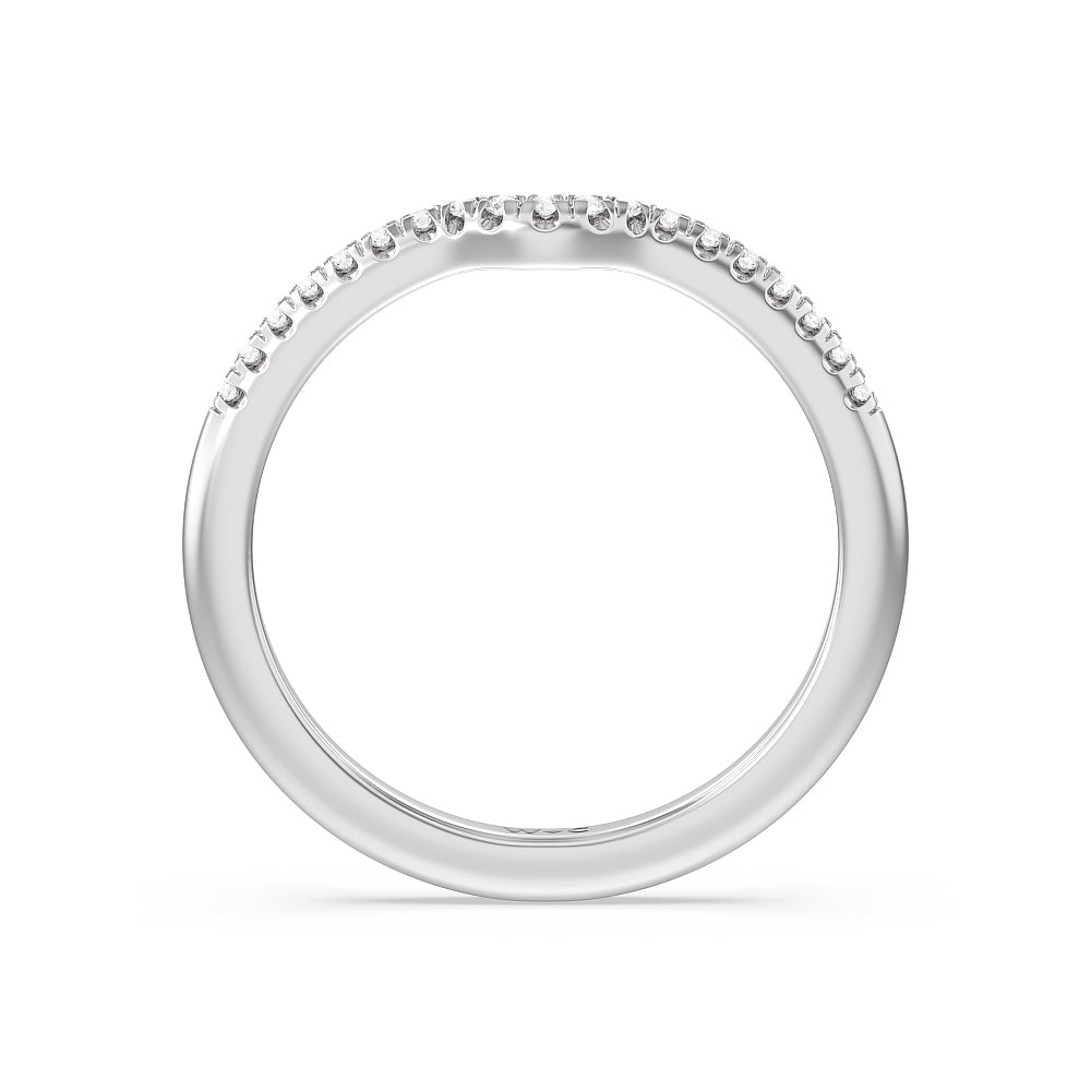 Lyra Fine Micro Pave Diamond Wedding Band with Platinum Cut Diamond in 14KT Platinum view 2
