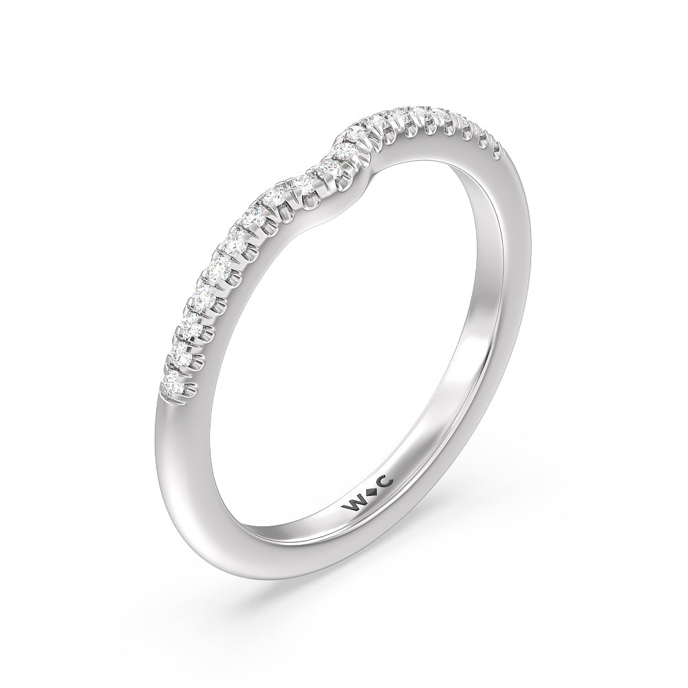 Lyra Fine Micro Pave Diamond Wedding Band with Platinum Cut Diamond in 14KT Platinum view 4
