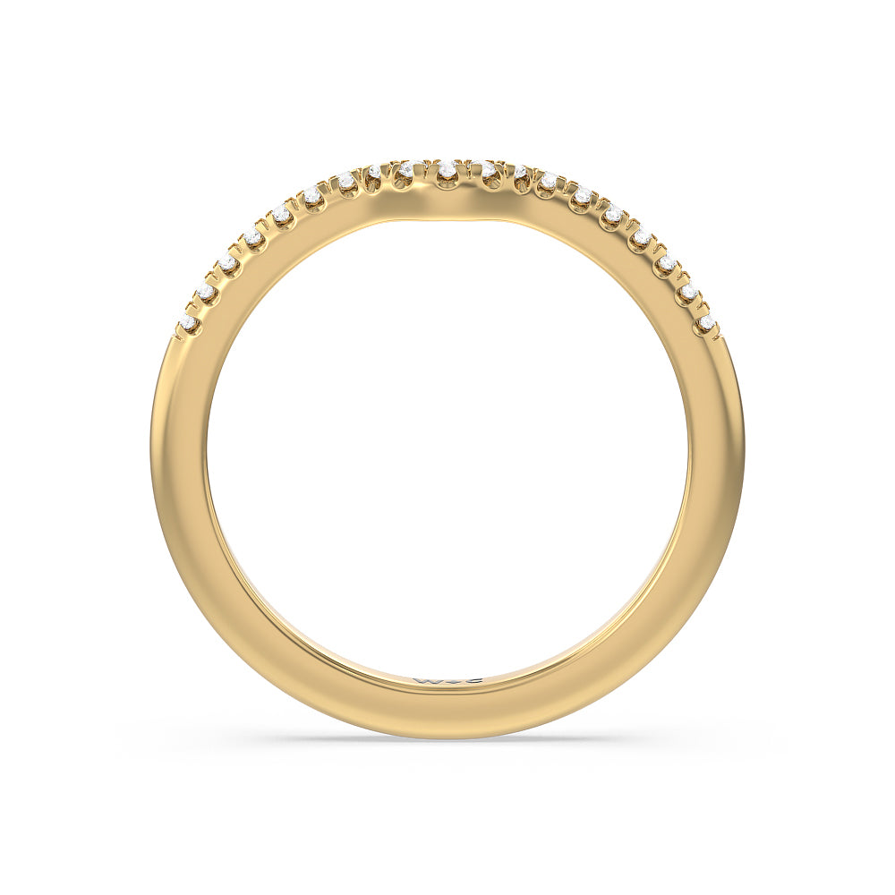 Lyra Fine Micro Pave Diamond Wedding Band with 18KT Yellow Gold Cut Diamond in 14KT Yellow Gold view 2
