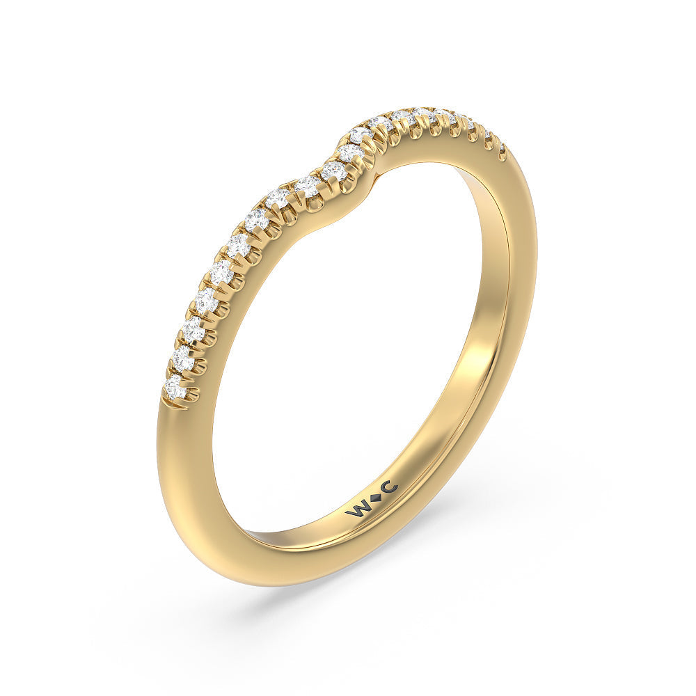 Lyra Fine Micro Pave Diamond Wedding Band with 18KT Yellow Gold Cut Diamond in 14KT Yellow Gold view 4
