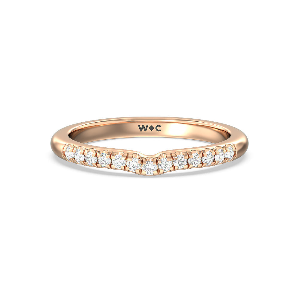 Lyra Midi Micro Pave Diamond Wedding Band with 18KT Rose Gold Cut Diamond in 14KT Rose Gold view 1
