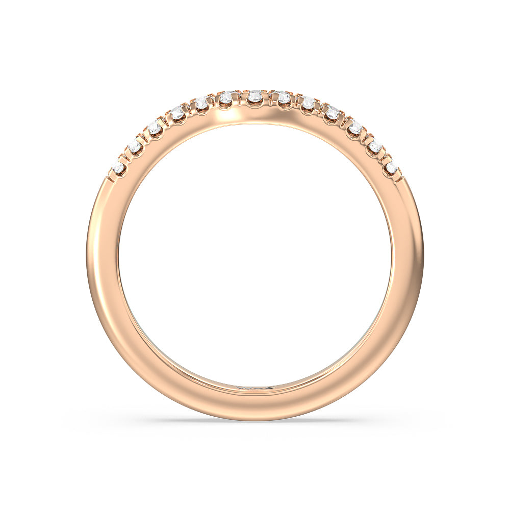 Lyra Midi Micro Pave Diamond Wedding Band with 18KT Rose Gold Cut Diamond in 14KT Rose Gold view 2
