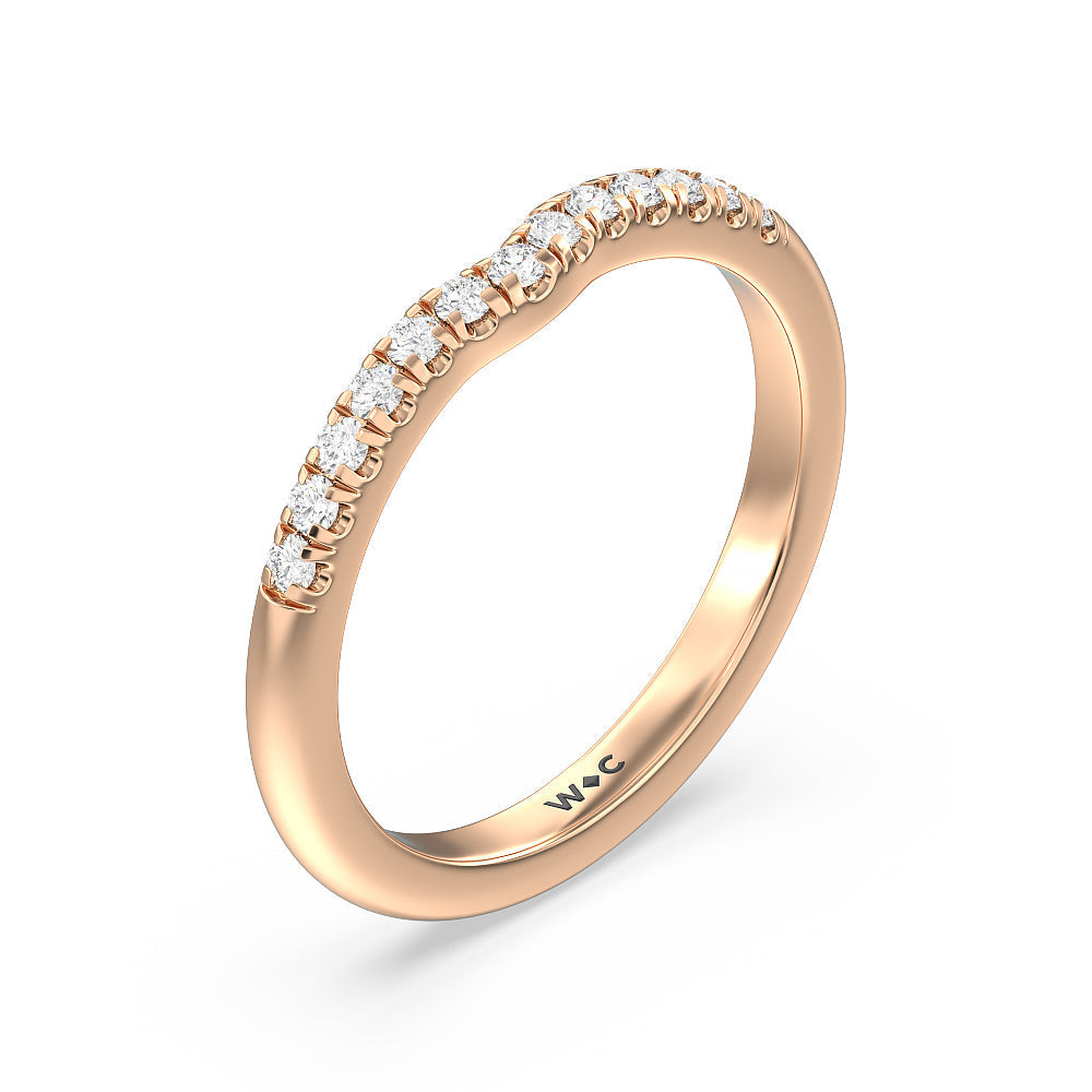 Lyra Midi Micro Pave Diamond Wedding Band with 18KT Rose Gold Cut Diamond in 14KT Rose Gold view 4

