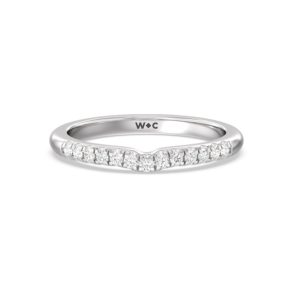 Lyra Midi Micro Pave Diamond Wedding Band with Platinum Cut Diamond in 14KT Platinum view 1
