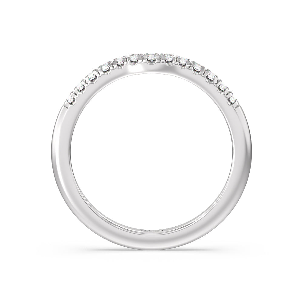 Lyra Midi Micro Pave Diamond Wedding Band with Platinum Cut Diamond in 14KT Platinum view 2

