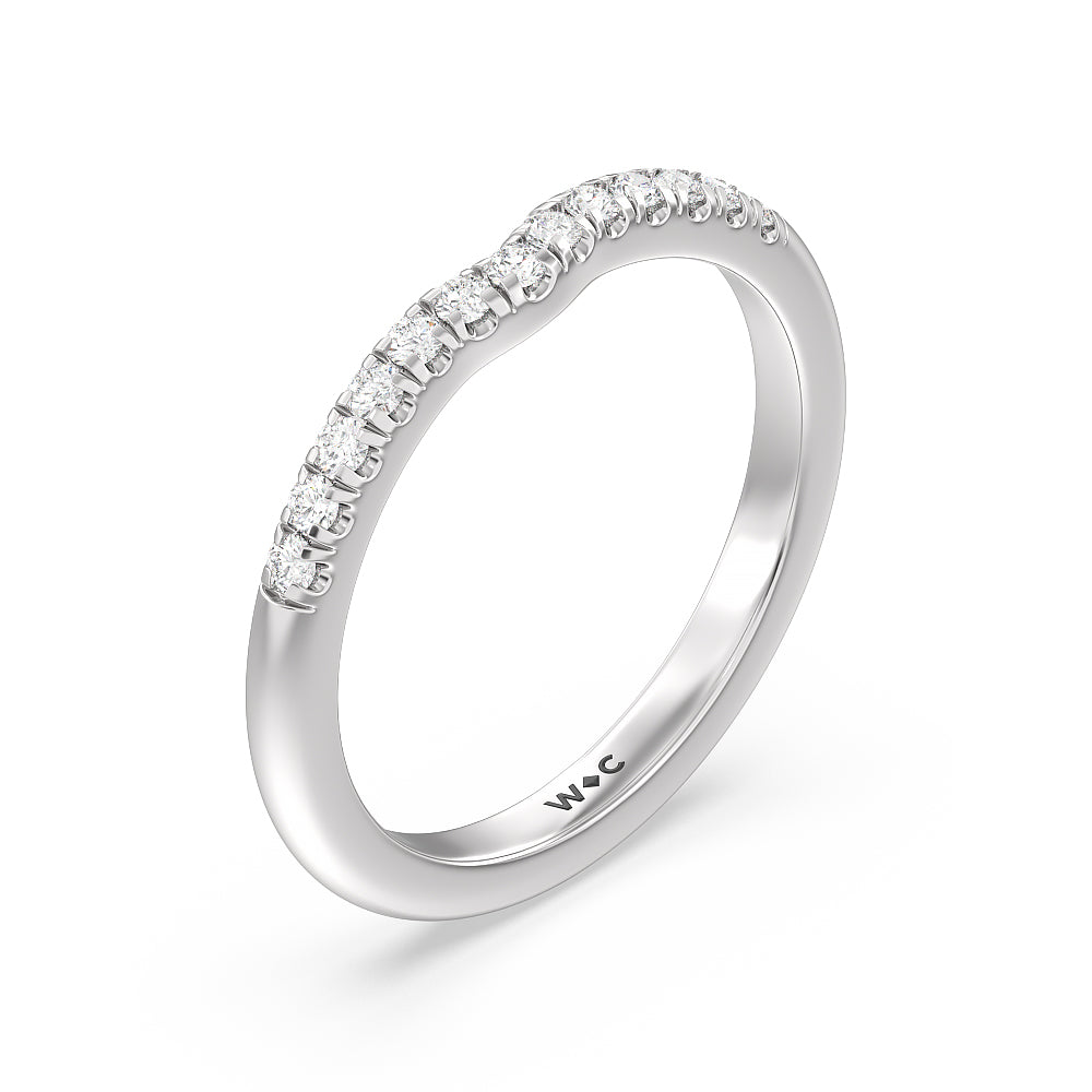 Lyra Midi Micro Pave Diamond Wedding Band with Platinum Cut Diamond in 14KT Platinum view 4
