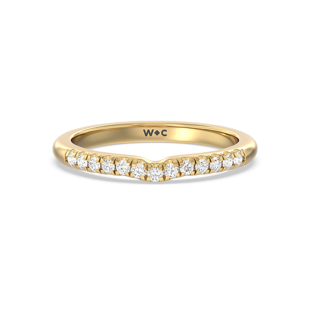 Lyra Midi Micro Pave Diamond Wedding Band with 18KT Yellow Gold Cut Diamond in 14KT Yellow Gold view 1

